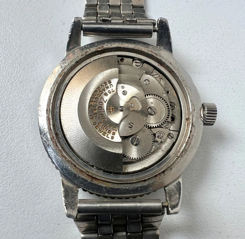 Zodiac Automatic Watch Vintage Mens Black Dial To Restore Or Parts Use 17 Jewels - Image 4 of 4
