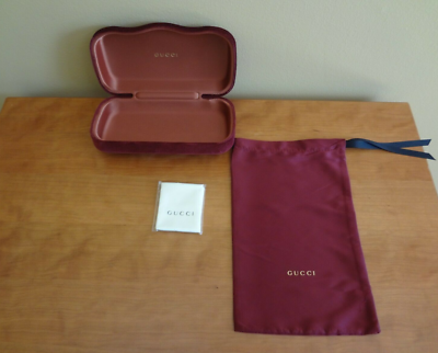 New Gucci Burgundy Velvet Clamshell Hard Glasses Sunglasses 