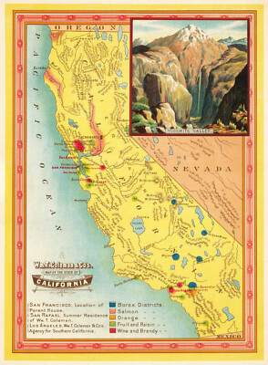 1885 Map of Columbia River Basin Canneries California Wall Art Poster Print