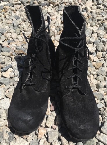 NWOB Hand Made Demon THE RIFF black suede distressed boots shoes sz 43 USA 9