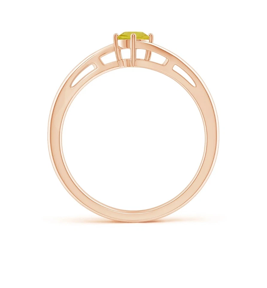 yellow Sapphire Round Cut Ring 10k Ros Gold Plated Solitaire Engagement Ring - Image 3 of 4