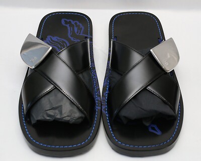 BURBERRY 2024SS Leather Strip Shield Slide Sandals 43 Black | eBay
