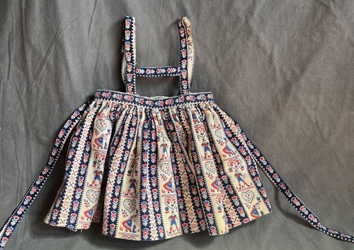 Vintage Little Girl Corduroy Pinefore Alpine Dutch Milkmaid & Boy Print SZ: 4 - Picture 2 of 6