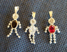 NEW STERLING SILVER 925 CHILD KID CZ BIRTHSTONE FEB OR APRIL PENDANT -1 1/8"