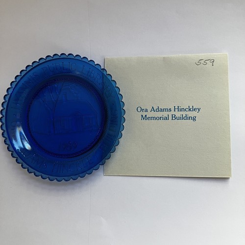 Hyannis MA Cape Cod Library Ora Adams Hinckley Bldg Pairpoint Glass Cup Plate - Picture 4 of 8