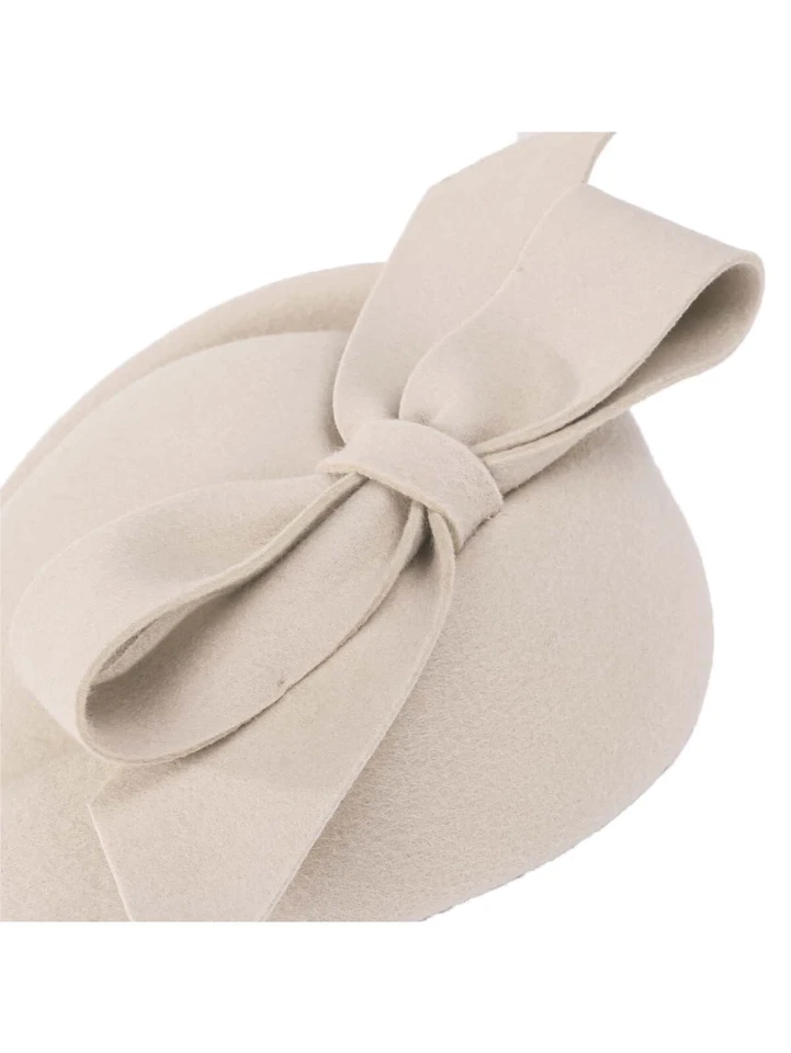 Chapéu fascinador boina de feltro lã camelo feminino festa chá arco derby caixa de pílulas - Imagem 4 de 4