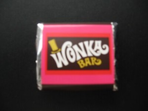 Mini sized Willy Wonka WRAPPER & GOLDEN TICKET !!! (no chocolate)
