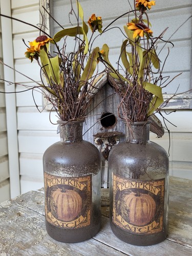 Pumpkin Patch Bottle with Faux Flowers and Angel Hair - Picture 7 of 7