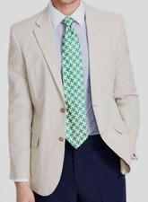 Nautica Men's Beige Modern-Fit Chambray Stretch Sport Coat Suit Jacket Size 42R