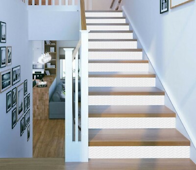 3D White Texture NA35 Stair Risers Decoration Photo Mural Decal Wallpaper Fay