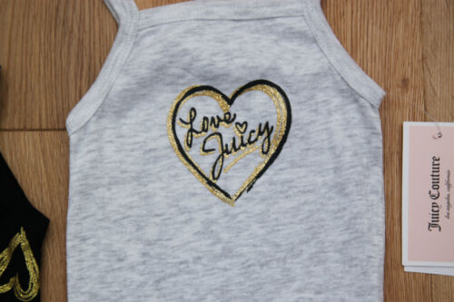 Juicy Couture Baby Girl 3 Piece Tank Top Bodysuit Set~Black, Gray, Ivory & Gold - Picture 4 of 4