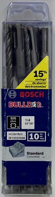Bosch HC2041B10 SDS-Plus Bulldog Rotary Hammer Bits, 1/4'' x 4'' x 6'', 10-Pack