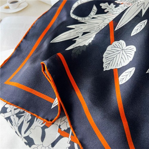 100% Pure Satin Silk Wrap Scarf Shawl Aztec King Print Hand rolled Kerchief 43" - Picture 19 of 32