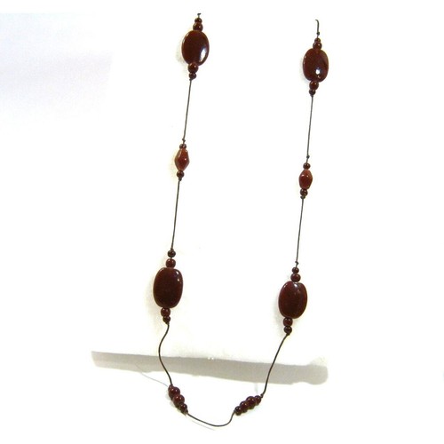 Glass Agate beaded Corded Casual Hippie BOHO Long Casual style Necklace- 34 inch - Picture 2 of 10