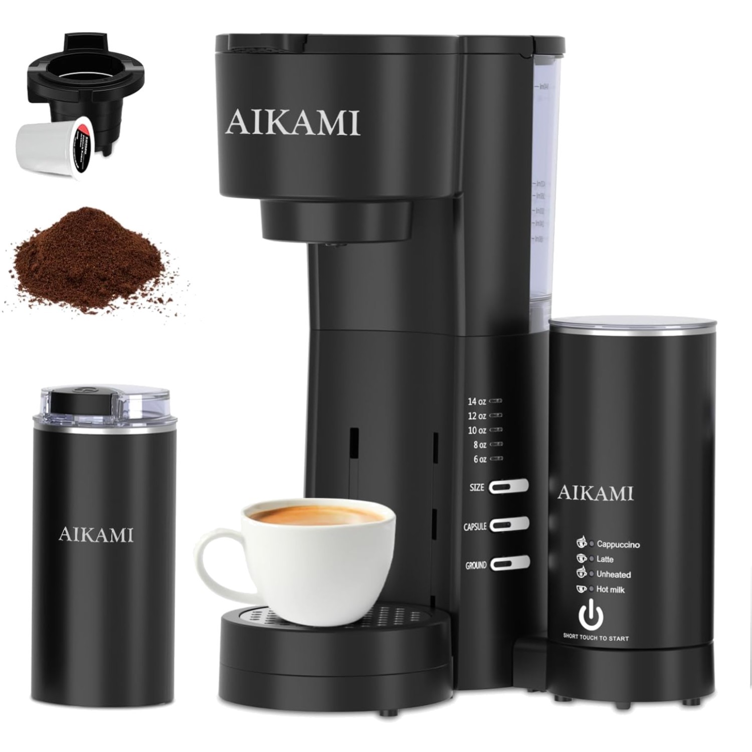With Milk Frother And Coffee Grinder, Coffee...