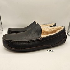 UGG MEN'S 12 ASCOT DARK SPICE BROWN LEATHER SLIPPERS LOAFER 5379