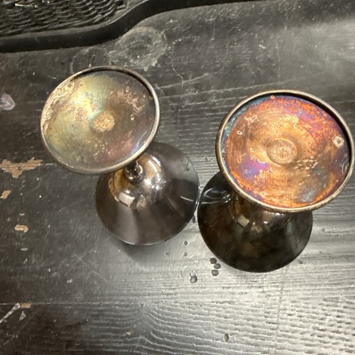 Coppia di bicchieri da champagne con stelo placcato argento pellegrino - matrimonio/celebrazione - Foto 4 di 5