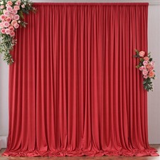 2 PCS 10x8 FT Wrinkle Free Red Backdrop Curtains Polyester Photo Drapes
