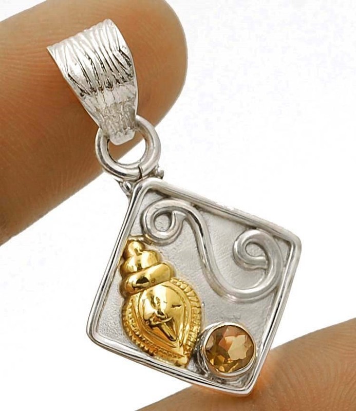 Natural Two Tone Smoky Topaz 925 Solid Sterling Silver Pendant 1 1/3" Long @1-9