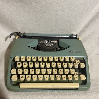 Vintage Olympia SF Typewriter Blue Green Original West Germany