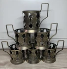 Timeless 1950s USSR Podstakannik Set – 6 Melchior Tea Gems!