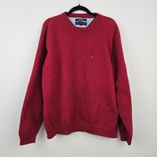 Mens Red Tommy Hilfiger Knitted Pullover Sweater Size L