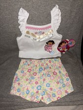 Vintage Dora The Explorer 2007 NWT 2 Pc Outfit Y2K Nick Jr Embroidered Flowers