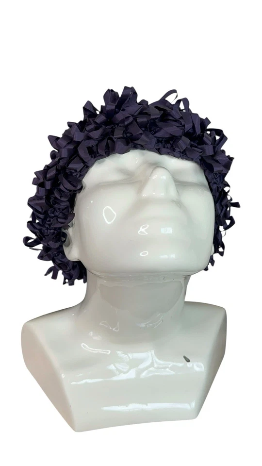 Sombrero de colección Joseph Magnin púrpura oscuro cinta lazo - único texturizado mediados de siglo Foto 3 de 4