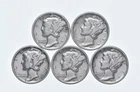 High Grade Lot 1935 1937 1939 1939 1936 Mercury Dime Collection *902