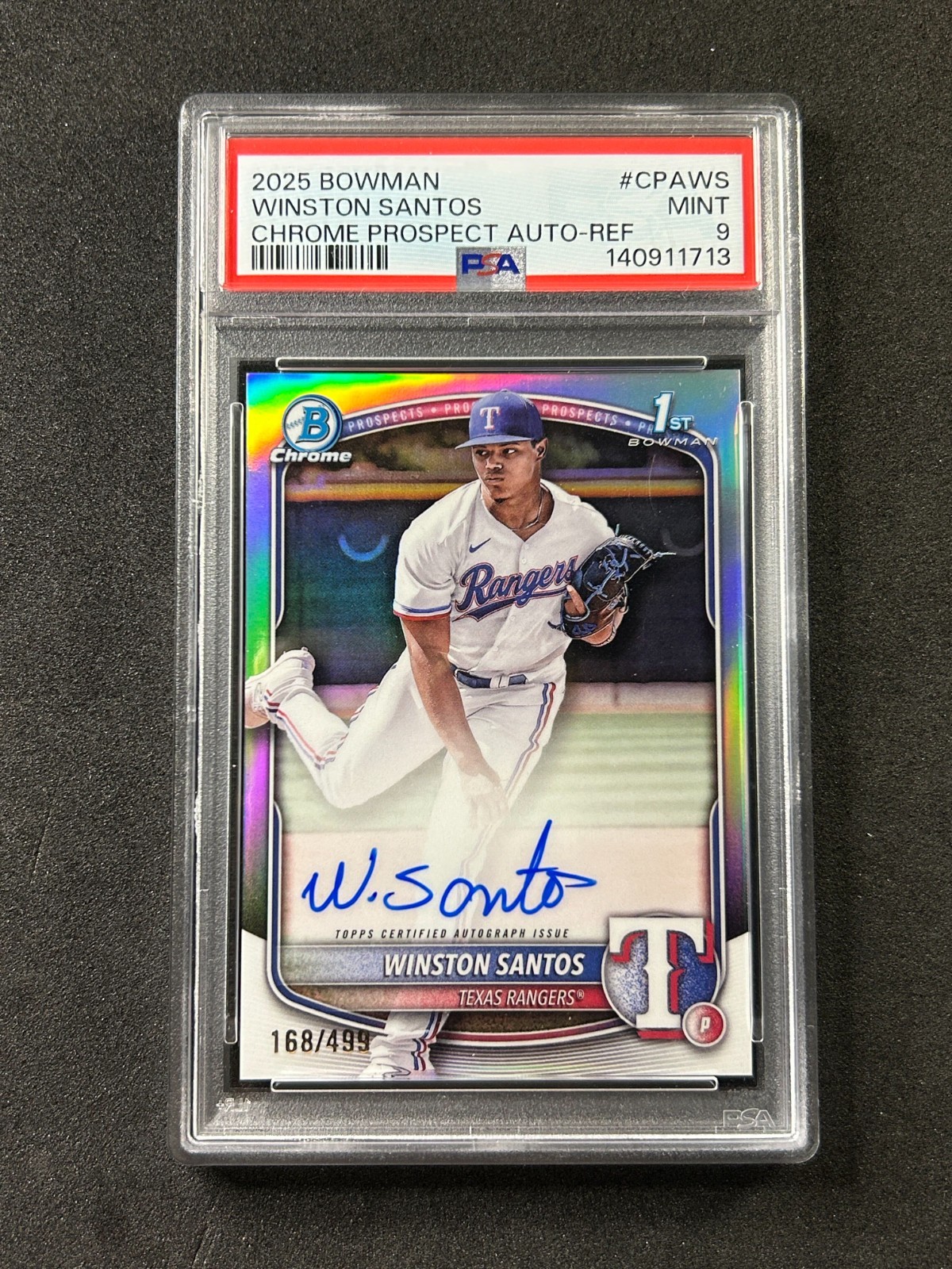 Winston Santos 2025 Bowman Chrome Refractor Auto /499 #CPA-WS PSA 9 MINT