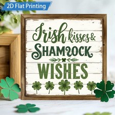 Wooden Plaque Irish Kisses Shamrock Wishes Art For St Patricks Day Decoration