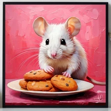 ORIGINAL Oil PAINTING on Canvas Mouse Textured Art 8x8 in  Impasto Custom Order