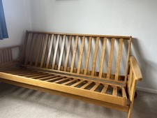 Futon Company Brown Wooden Sofa Bed Futon Frame, Blended Fabric, 3 Seater