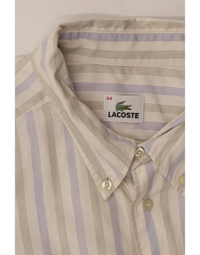 Camicia uomo LACOSTE manica 3/4 taglia 44 XL bianco sporco a righe cotone BY04 - Foto 4 di 4