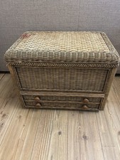 Large Vintage Wicker & Wood