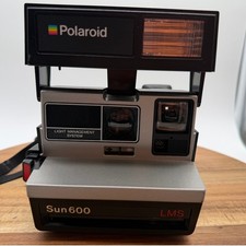 UNTESTED Polaroid Sun 600 LMS Instant Film Camera Silver Black Vintage 0400