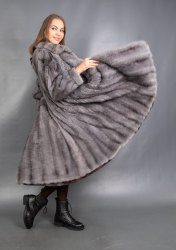 6998 GORGEOUS BLACK CROSS MINK COAT FUR SWINGER VERY LONG PELZ BEAUTIFUL SIZE M - Picture 12 of 18