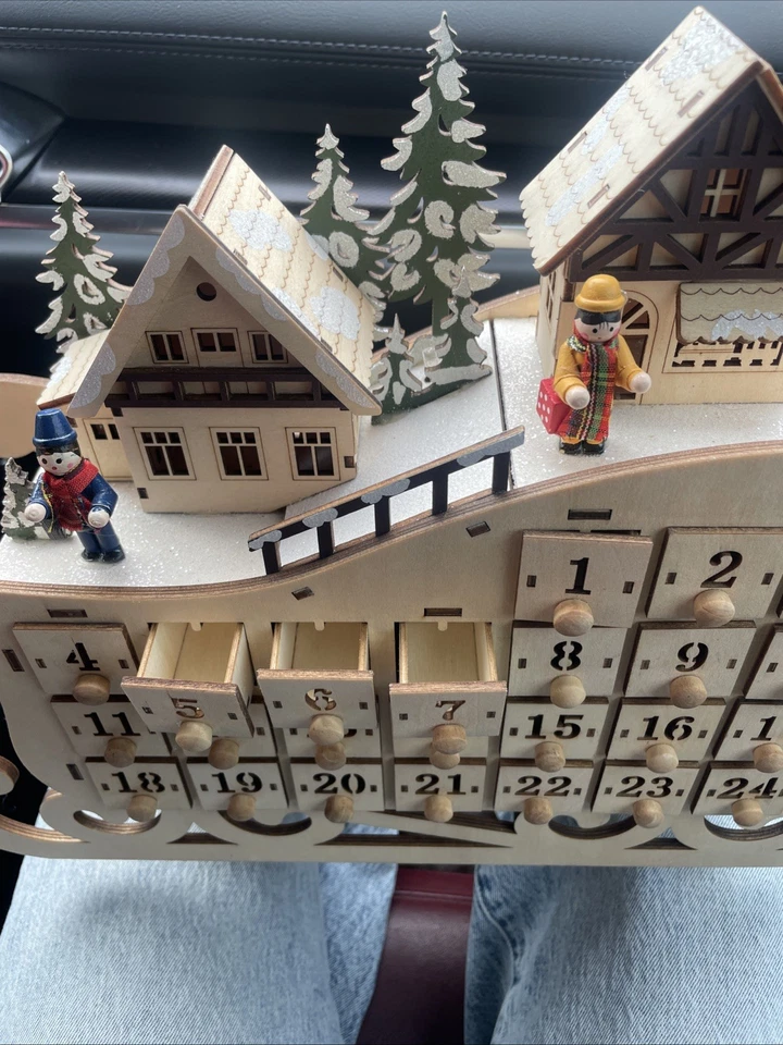Wooden Advent Calendar With 24 Drawers And Lights - Image 2 of 4