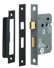 Bathroom Door Mortice Lock - UKCA/CE Certified Fire Tested - 64mm - Matte Black