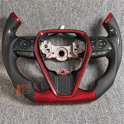  Steering Wheel For Toyota Camry 2018+ Red Carbon Fiber Black Leather F1 Shape