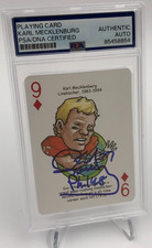 KARL MECKLENBURG PSA AUTO Signed Playing Card 9 of Diamonds DENVER BRONCOS