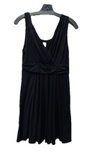 Soma M Black Dress Fit Flare Stretch Cross Bodice Fairy Goth Relaxed Y2K Boho