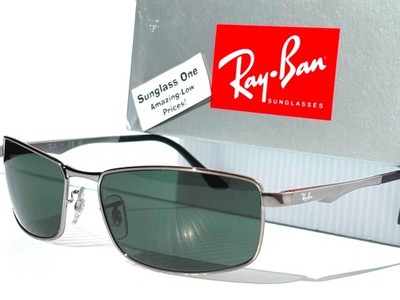 NEW Ray Ban Gunmetal Silver Frame Dark Green Lens Sunglass RB 3498