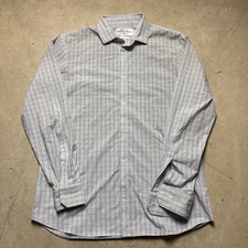 Mizzen Main Leeward Shirt Mens XL Trim Fit Blue Check Long Sleeve Stretch