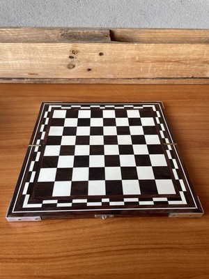Vintage Handarbeit Klappschachbrett aus Palisanderholz Intarsien