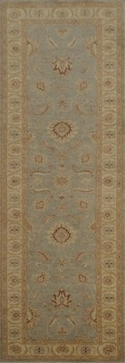 Peshawar Long Runner Rug 3x10 Hand-knotted Wool with Elegant Floral Details