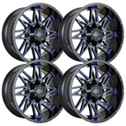 (Set-4) Impact Offroad 814 20x10 6x135/6x139.7 -12mm Black Blue wheels 20 Inch