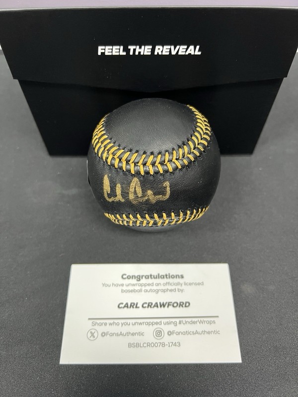 2026 Fanatics Under Wraps MLB Baseball Carl Crawford Black Ball Gold Autograph