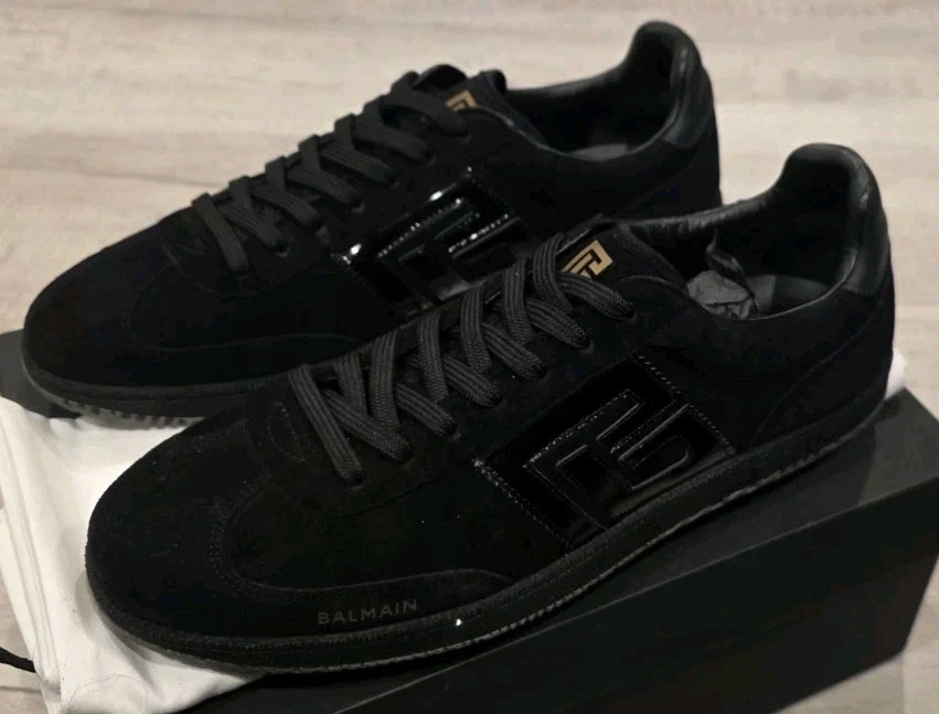 Balmain — Balmain Men's Swan Suede Low Top Sneakers, Size 12US (45EUR)