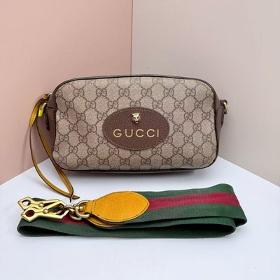 Gucci Neo Vintage GG Supreme Canvas Camera Crossbody Bag with Web Strap Auth